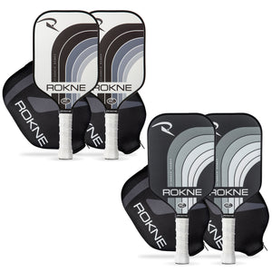 ROKNE Curve Classic Pickleball Paddle Set - The Smoke & Storm Set (Paddle Covers Included)