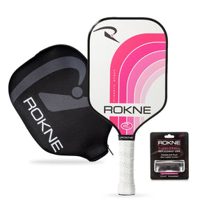 ROKNE Curve Classic Pickleball Paddle - Bubblegum (Paddle Cover & Replacement Grip Included)