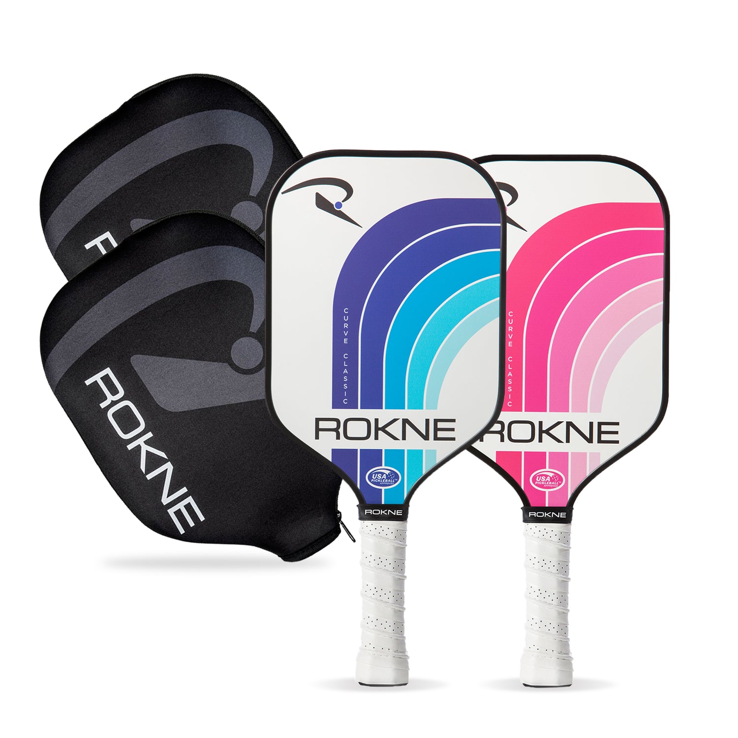 ROKNE Curve Classic Pickleball Paddle Set - The His & Her Set (Paddle Covers Included)