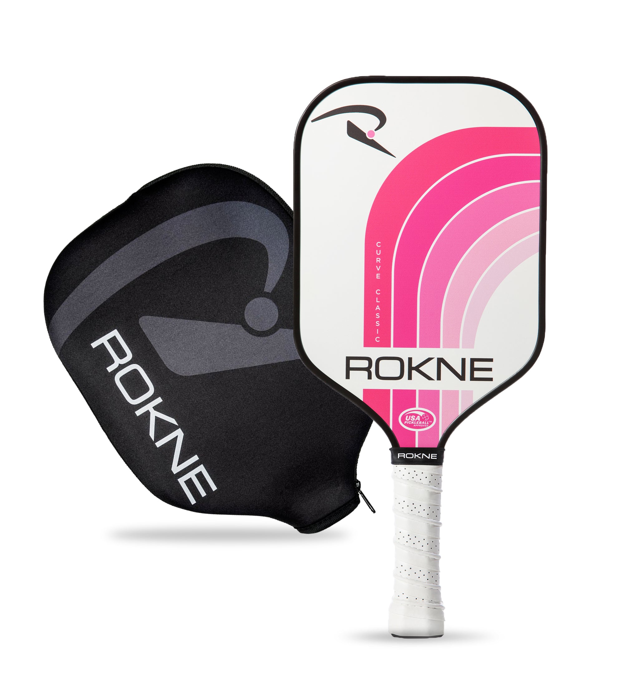 ROKNE Curve Classic Pickleball Paddle - Bubblegum (Paddle Cover Included)