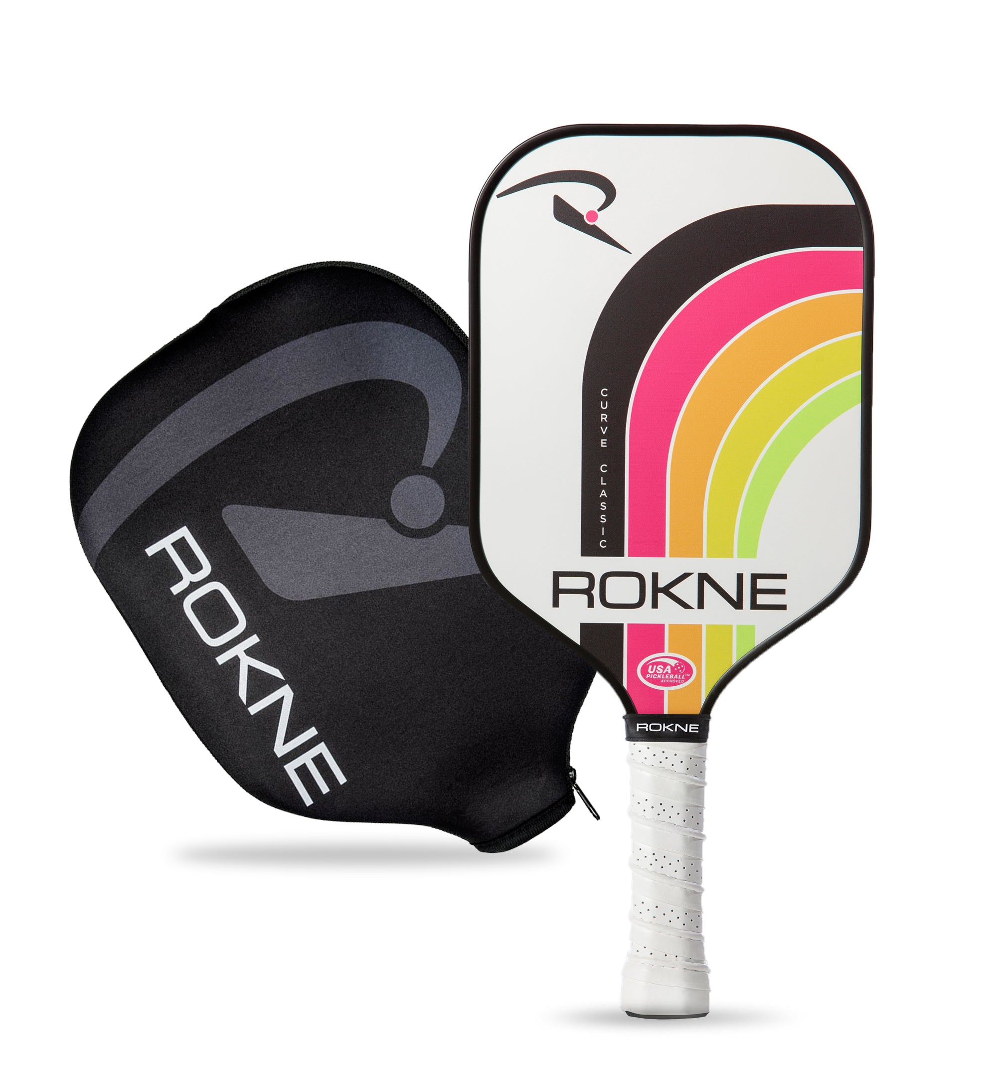 ROKNE Curve Classic Pickleball Paddle - Electric Citrus (Paddle Cover Included)